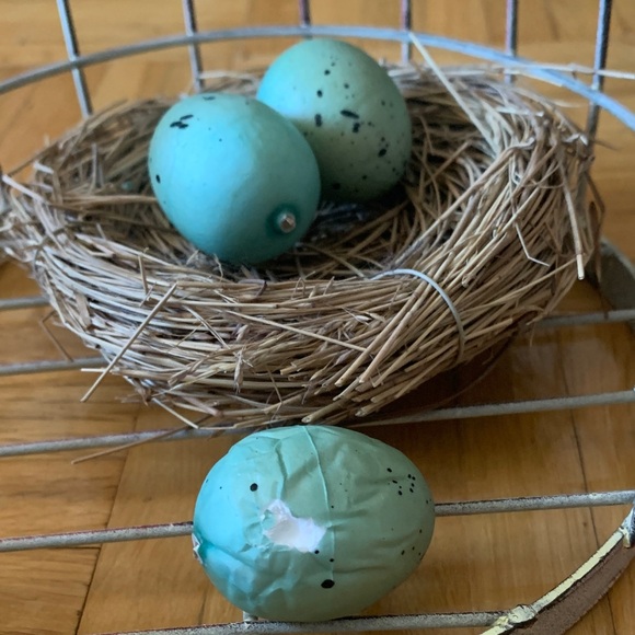 Decorative Metal Birdcage w/ Faux Nest and Eggs - Picture 15 of 16